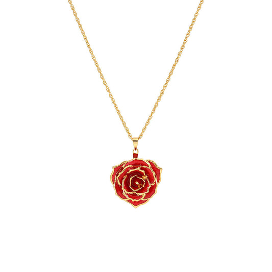 Collier pendentif vraie rose